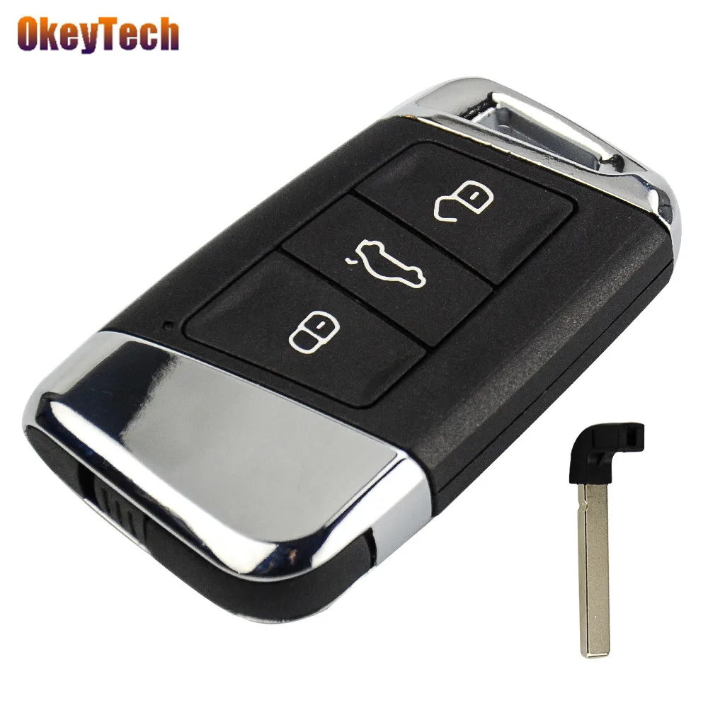 OkeyTech 3 кнопочный смарт ключ для автомобиля чехол Volkswagen VWw Passat B8 Новый Magotan B5 Skoda A7