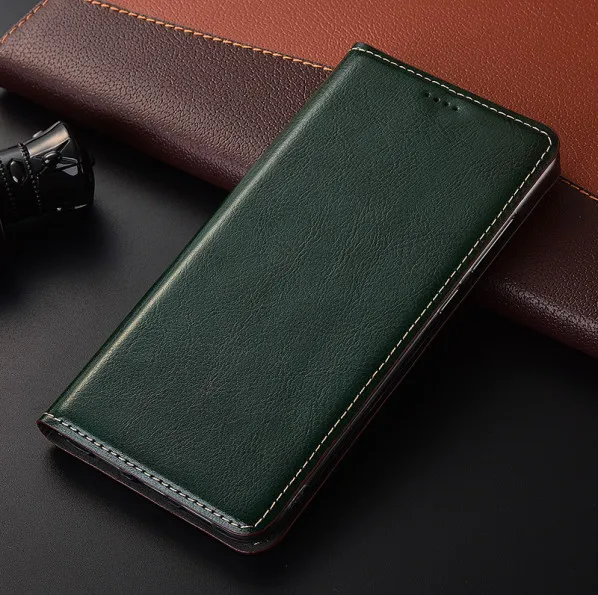 ND14 Genuine leather wallet phone bag for Xiaomi Redmi Note 7(6.3') wallet case for Redmi Note 7 Pro phone case with card slots - Цвет: Green