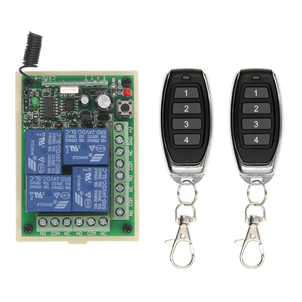 2 Смарт несколько DC 12V 24V 10A 315/433 MHz 4CH 4 CH беспроводное реле RF пульт дистанционного управления приемник+ 1 2 3 4 передатчик - Цвет: 2