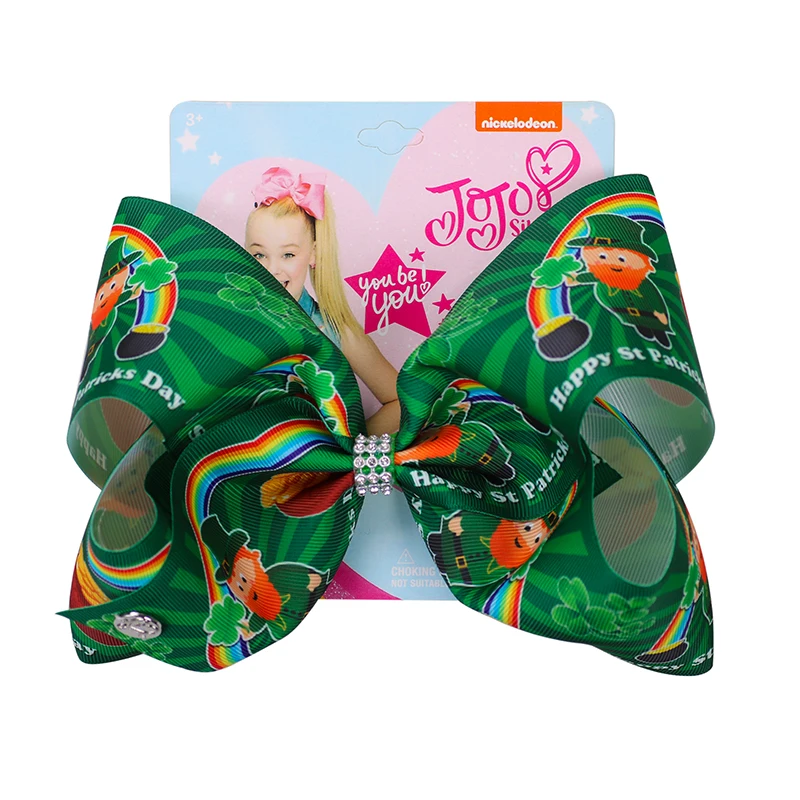 4 " Jojo банты для девочек/Jojo Siwa Большой День Святого Патрика банты для волос для девочек ребенок с зажимами бант ручной работы аксессуары для волос - Цвет: 4