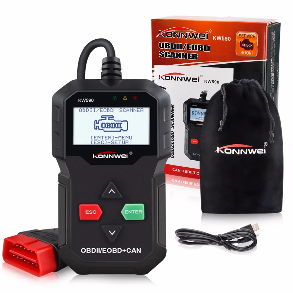 2019 OBD диагностический инструмент KONNWEI KW590 считыватель кодов автомобиля OBD2 сканер