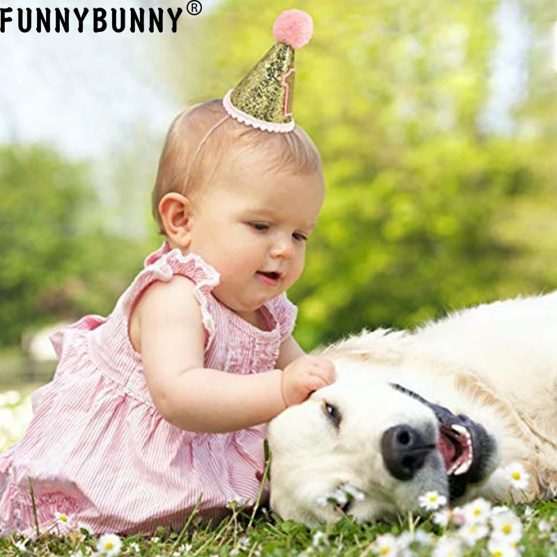 FUNNYBUNNY/Золотая блестящая шляпа принцессы для первого дня рождения с регулируемой