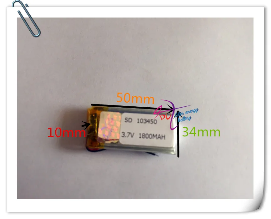 

10 pcs 3.7V 1800mAh 103450 Lithium Polymer Li-Po Rechargeable Battery For GPS DVD mobile Cell copter tablet PC power bank