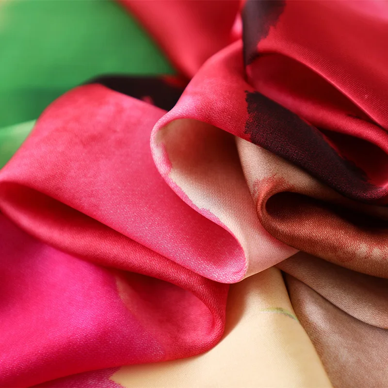 Женская летняя пасторальная чернильная Печать Тонкий шелковый шарф роскошный