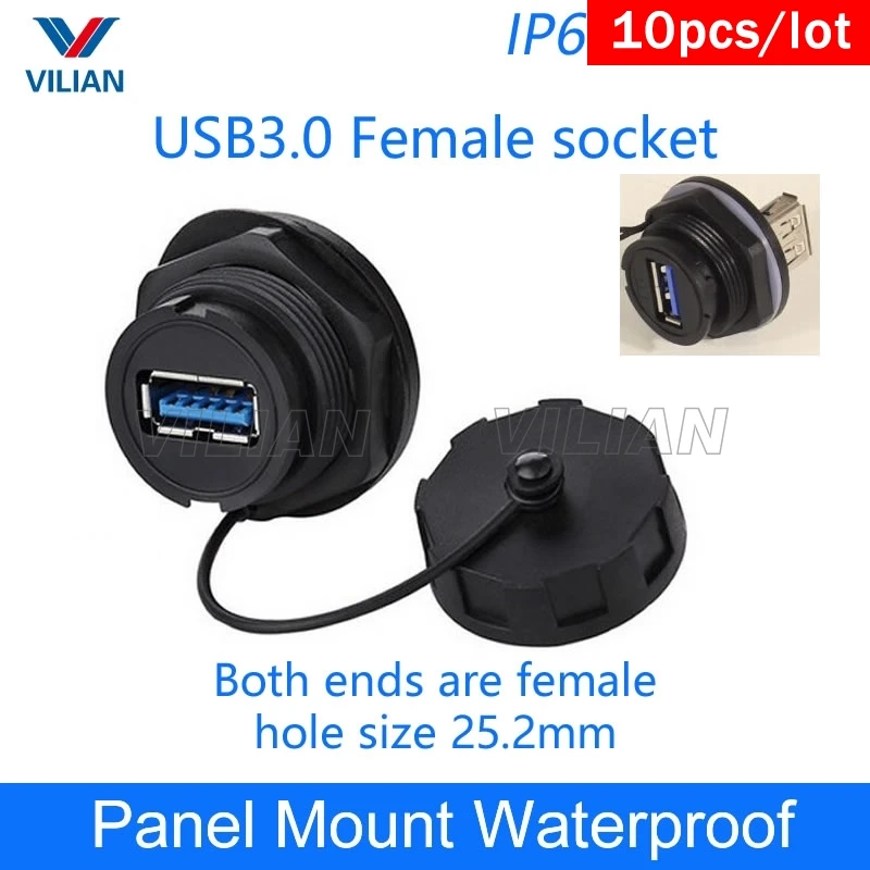 Водонепроницаемый разъем для розетки USB 2 0 3 IP67 10 шт.|Соединители| |
