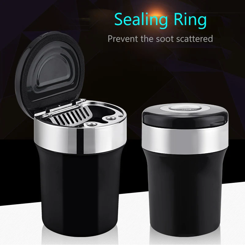 Овере 1 шт. Черный Автомобильный светодиодный пепельница авто компас светильник