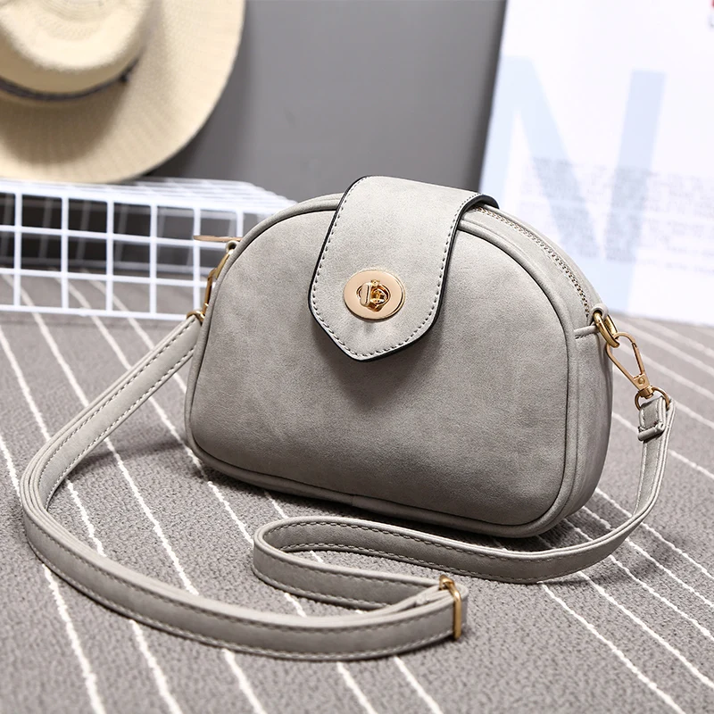 package the new spring 2019 vintage frosted small shoulder bag but round lady inclined |
