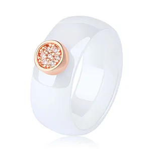 White Rings 8 мм персонализировать здоровья Керамика кольца для мужчин и женщин никогда не теряйте Цвет с большой размер 10, 11, 12, с украшением в виде кристаллов металл цвета розового золота обручальные кольца ювелирные изделия - Цвет основного камня: White Rings