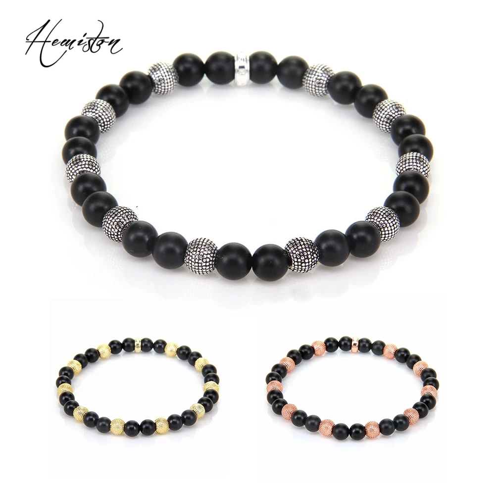 Черный обсидиан бисера и серебряным покрытием Бусины Непал браслет из Rebel