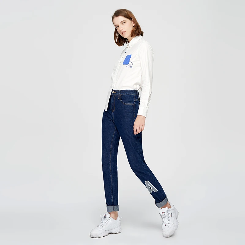 Toyouth белая печать с длинным рукавом Для женщин Блузы Chic Осень корейской блузка