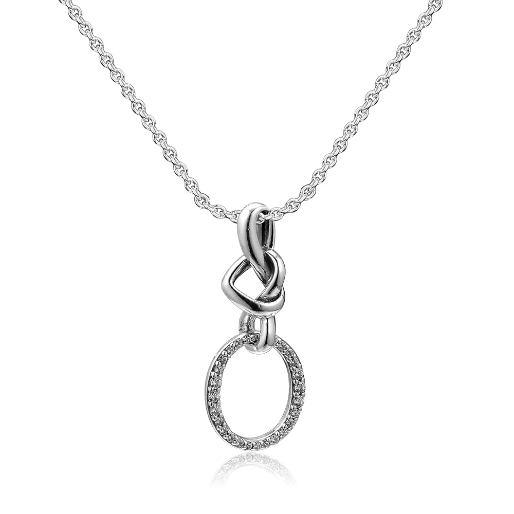 

CKK Knotted Heart Necklace Kolye Choker Women Jewelry Collares de moda 925 Sterling Silver Chain Colar bijoux Femme Collier