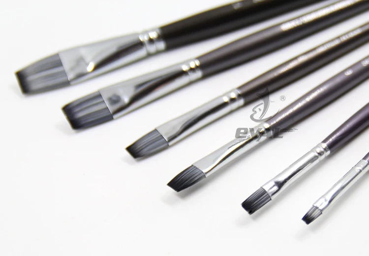 

6pcs/Set,high quality Flat peak Double colored gray White nylon wool Birch rod Watercolor Gouache Painting acrylic brush