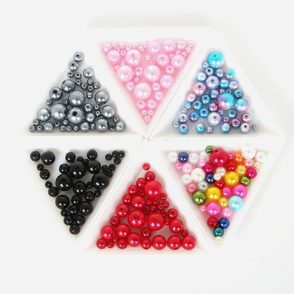 350pcs Mix 4mm-10mm Round ABS Imitation Pearls Beads Loose Spacer for Jewelry Making DIY Necklace Bracelet | Украшения и
