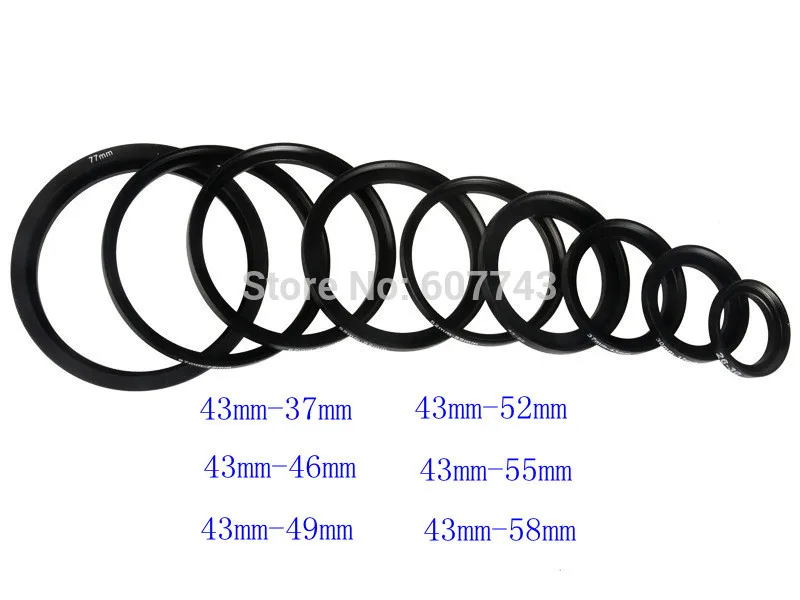1 шт. 43mm 37mm 46mm 49mm 52mm 55mm 58mm 43 37 46 49 52 55 58 мм металлическое ступенчатое кольцо адаптер