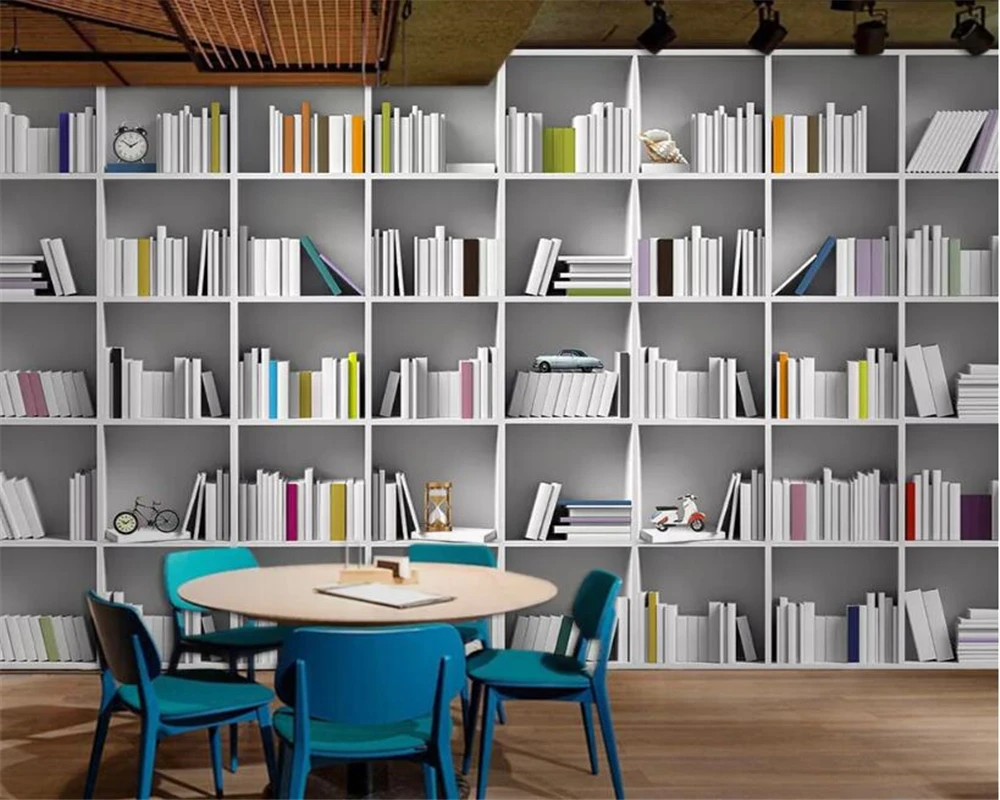 Обои на заказ Книжная библиотека книжный шкаф полка для журналов современное