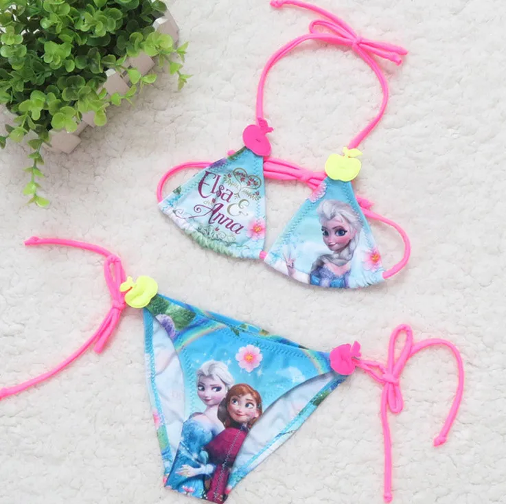 2019 высокое качество милый купальник-бикини с принтом для девочек купальный