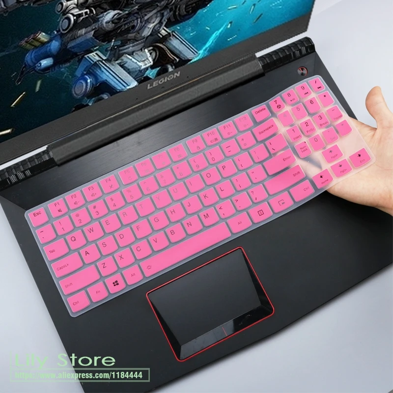 pink Силиконовая клавиатура защитная оболочка покрытие для lenovo Легион Y720 Y540 Y530 Y520 R720 Y7000 15,6 ''/Y730 Y740 17,3'' - Цвет: pink