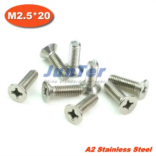 

1000pcs/lot DIN965 M2.5*20 Stainless Steel A2 Machine Phillips Flat Head (Cross recessed countersunk head screws) Screw