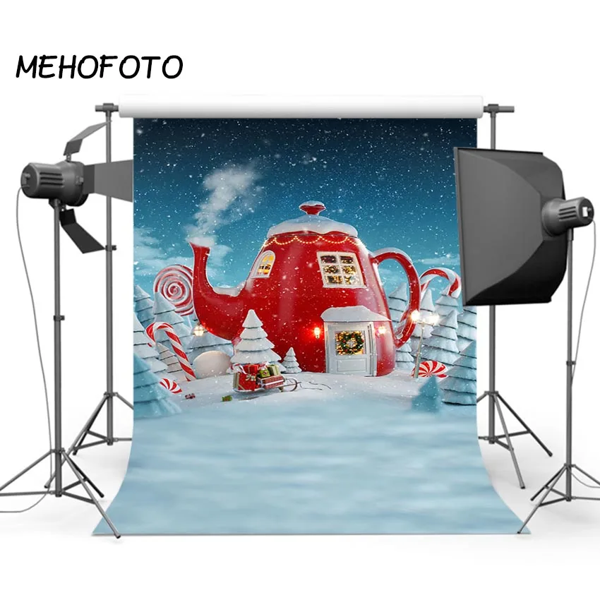 Рождественская фотография для фотостудии фон Санты дома сани украшения зимние