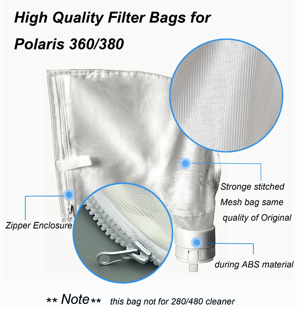 2 Pack Pool Spa Part Zippered Bag Replacement for Polaris 360/380 Cleaner All Purpose Filter | Обустройство дома