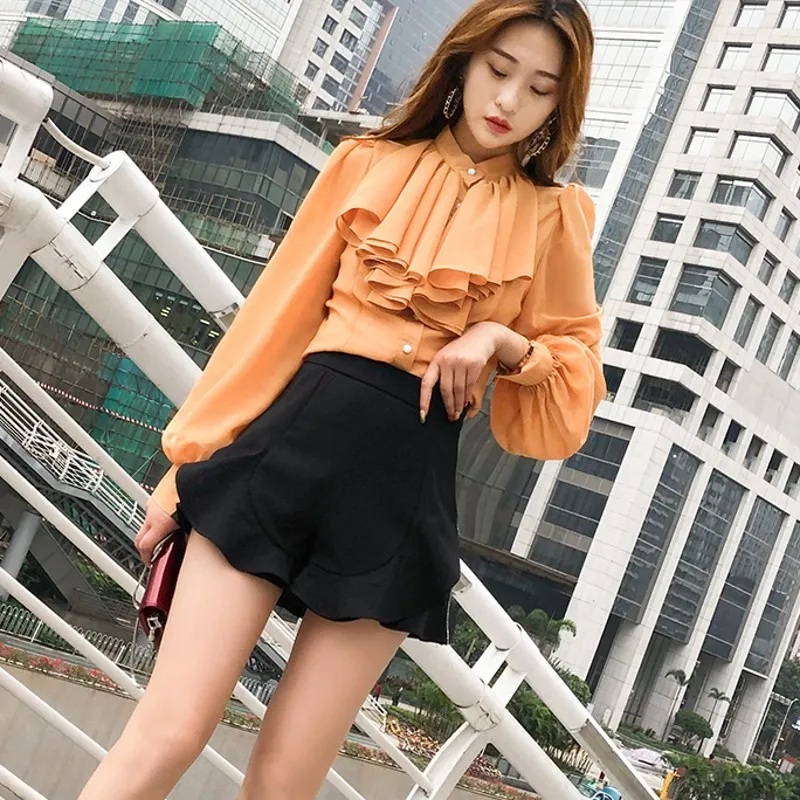 

Sweet Womens Summer High Waist Beading Ruffles A-Line Shorts Skirts Fashion Slim Fit High Street Female Wide Leg Hot Shorts