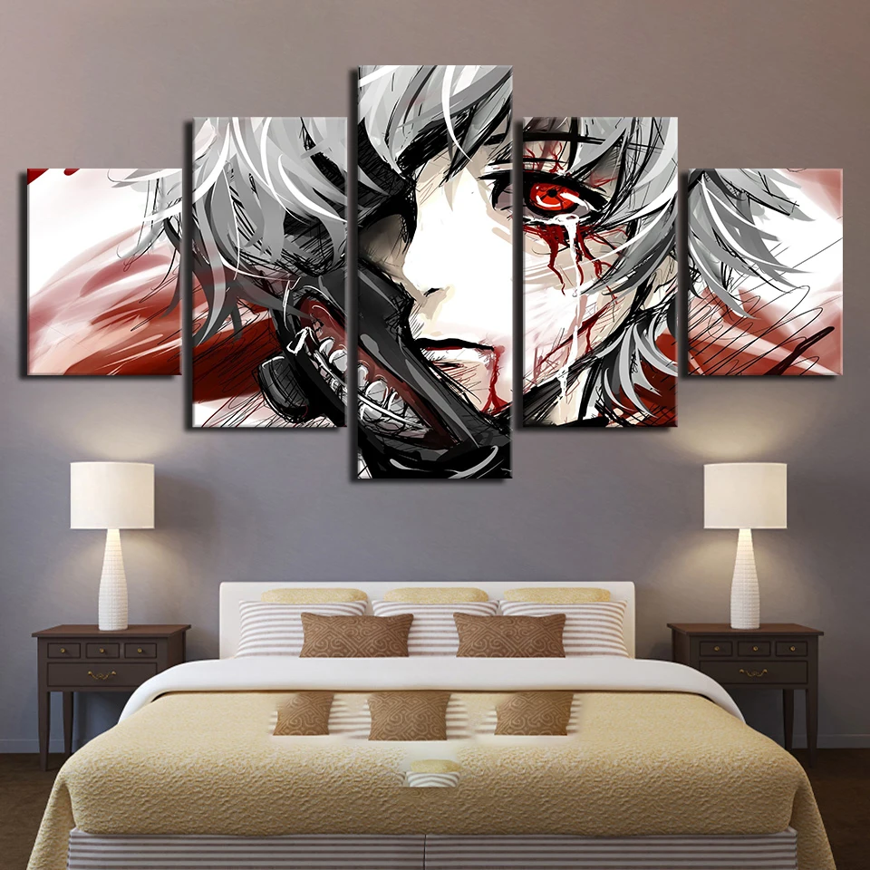 Печатает фотографии дома Wall Art модульная плакат 5 Панель одежда с надписью Tokyo Ghoul
