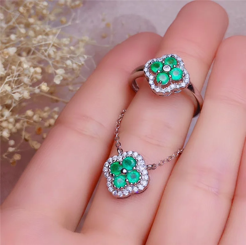 PROCOGEM натуральный изумруд ювелирные наборы для женщин партии настоящие зеленые