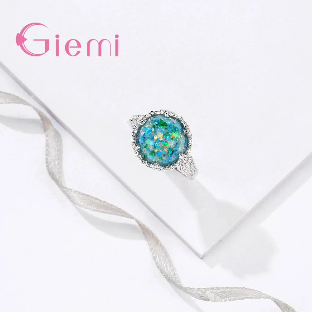 Очаровательный Оушен огненный опал кольца с узором земли новые стильные 925 пробы