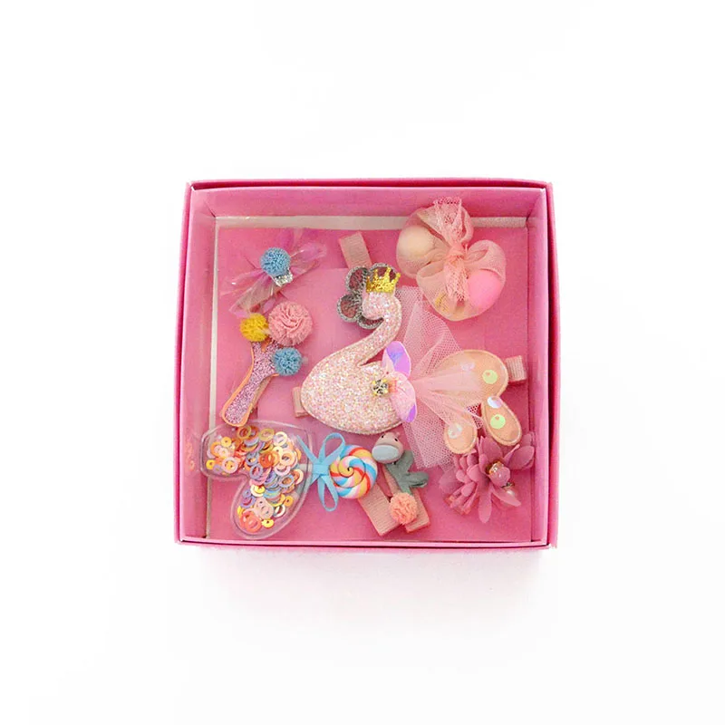 set 4 NO BOX 10 шт./компл. мультфильм Животные Детские Заколки для волос с блестками и бантом Корона детская заколка для волос, заколка детская лента для волос для девочек, женские аксессуары для волос - Цвет: set 4 NO BOX