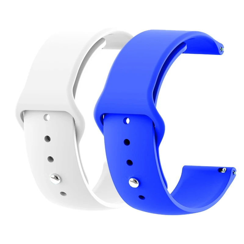 White Dark Blue 18 мм 20 мм 22 мм 2 шт силиконовый ремешок для часов gear S2 ремешок для samsung gear S3 Classic Frontier Galaxy Watch Amazfit Bip браслет - Цвет ремешка: White Dark Blue