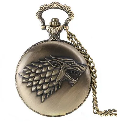 Часы мужские/женские кварцевые с эмблемой семьи звезд и волка|pocket watch|quartz pocket