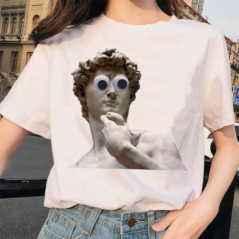 Michelangelo Vaporwave Футболка женская футболка женская Давид каваи корейский harajuku Графический ulzzang 90s эстетические рубашки