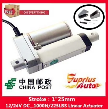

Free Shipping electric linear actuator with new stent, 1"/25mm Stroke 12/ 24v electric linear actuator.100KGS/1000N/225LBS