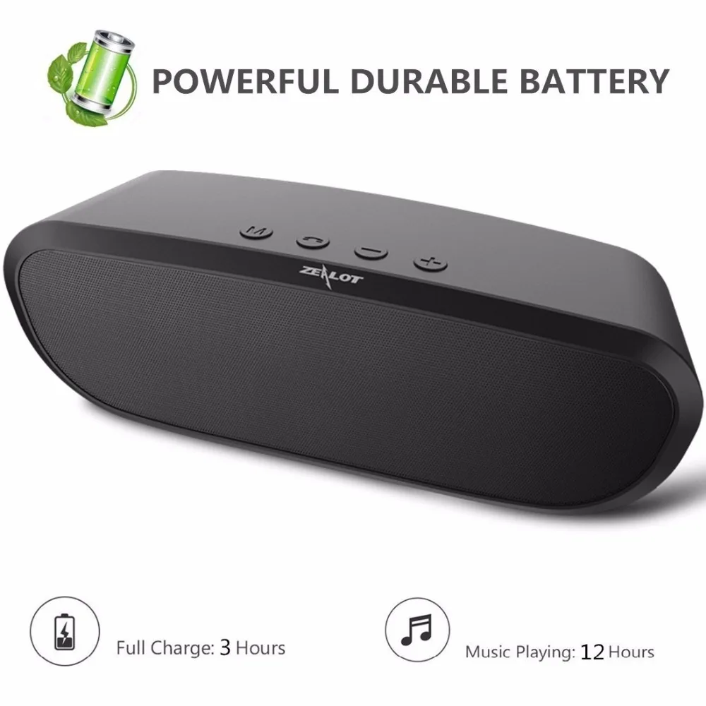 ZEALOT S9 Bluetooth колонка Беспроводная сабвуфер радиоприемник поддержка TF-карты AUX
