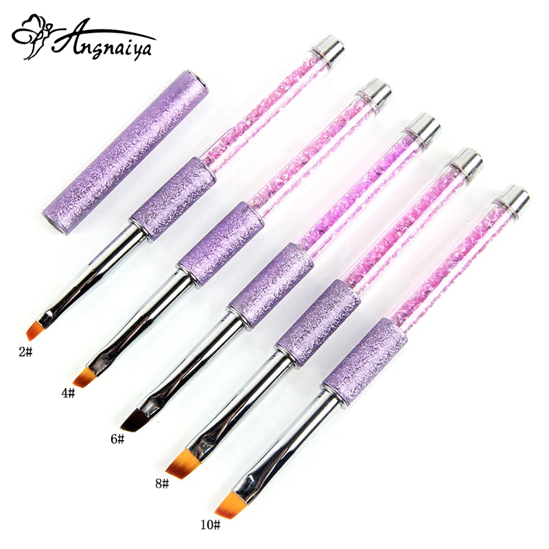 1 шт. УФ Гель лак для ногтей ANGNYA кисть рисования ручки 2 #4 #6 #8 #10 # косая голова