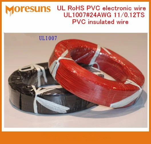 610m/Roll UL RoHS PVC electronic wire UL1007#24AWG 11/0.12TS PVC insulated wire