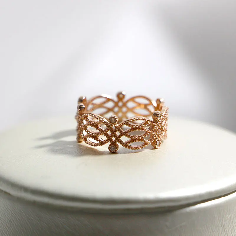 Elegant Quality 925 Rings Fashion Personality Flower-Shaped Openwor Sterling Silver Ring for Women 18K Gold | Украшения и