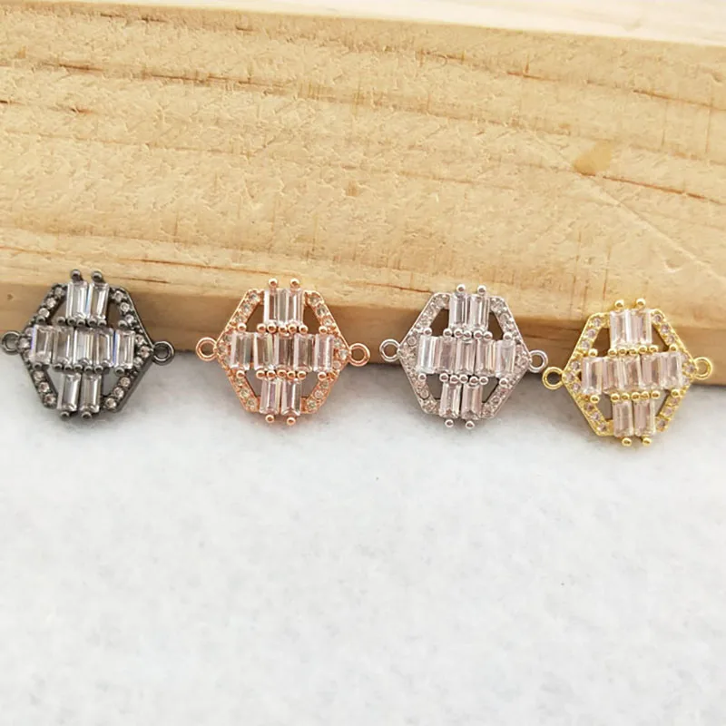 

10 pcs CZ zircon Micro Pave Connector Double Bails Beads Charm for DIY Bracelet necklace women Jewelry Finding CT432