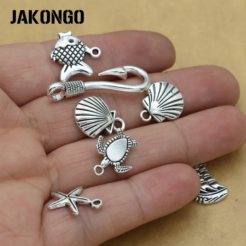 JAKONGO Mix Античная Посеребренная раковина рыба черепаха крючок Подвески Ювелирные