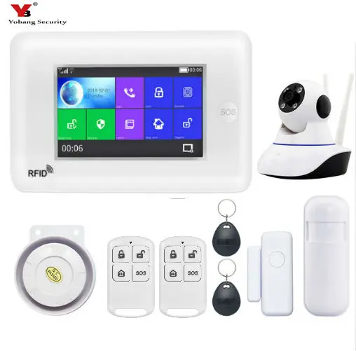 Yobang Security Wireless WIFI 3G GPRS Home Alarm System 4.3 inch Screen APP Remote Control Auto dial Siren Sensor Kit | Безопасность и