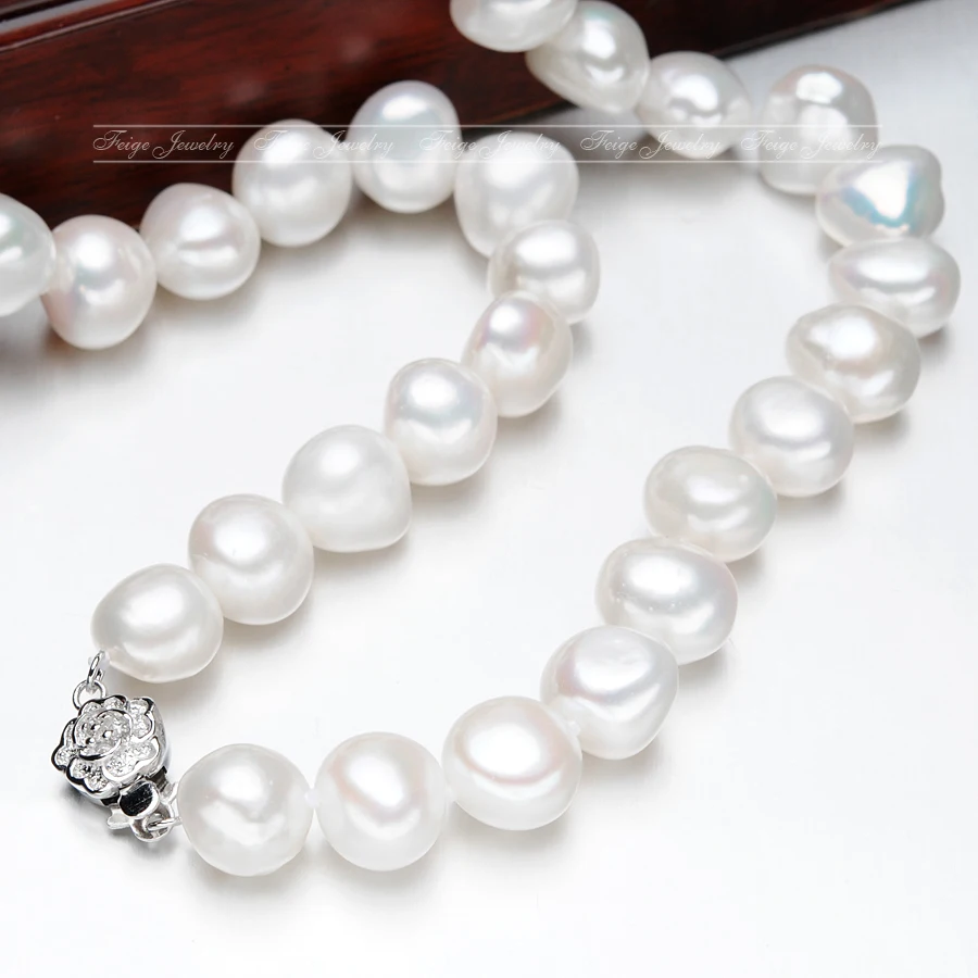 ?? Feigeブランド明るい真珠ネックレス10-11ミリメートルナチュラル養殖真珠のネックレス真珠ジュエリー淡水真珠の結婚式ギフト