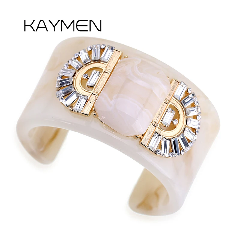 Новое поступление ювелирные изделия KAYMEN из смолы манжета с инкрустированными