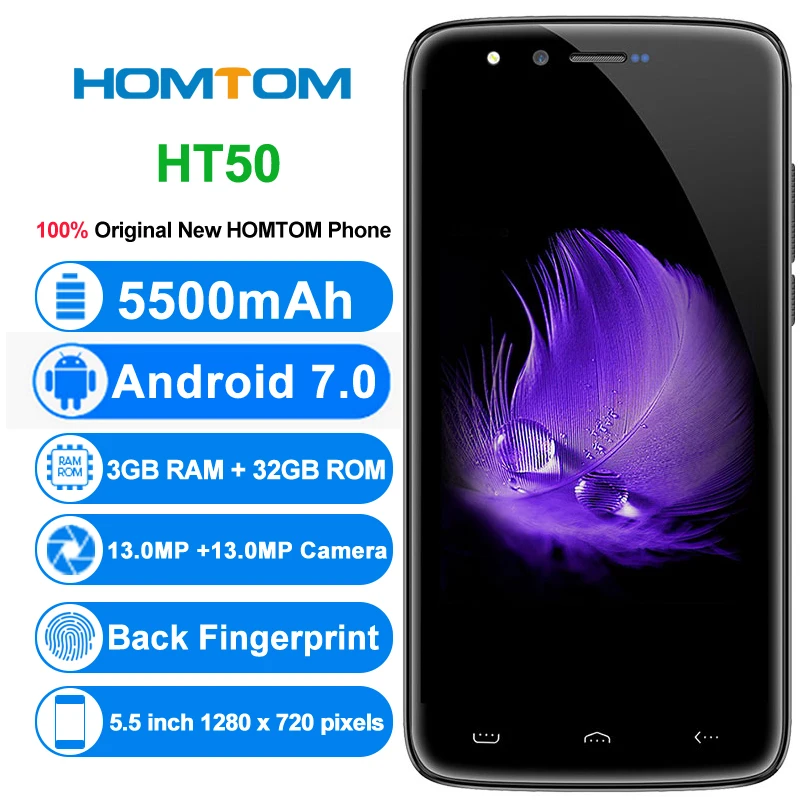 Оригинальный HOMTOM HT50 4 г мобильные телефоны Android 7 0 3 ГБ + 32 ядра смартфон 720 P 13.0MP