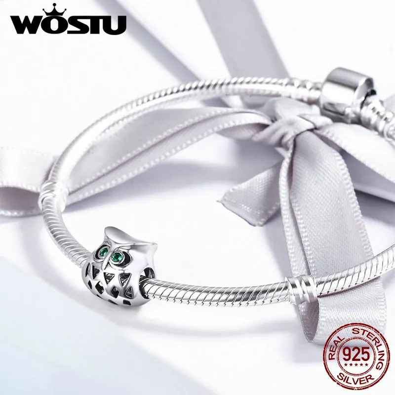 WOSTU/Новинка 925 пробы серебряный с милой совой ажурные бусины в виде животных