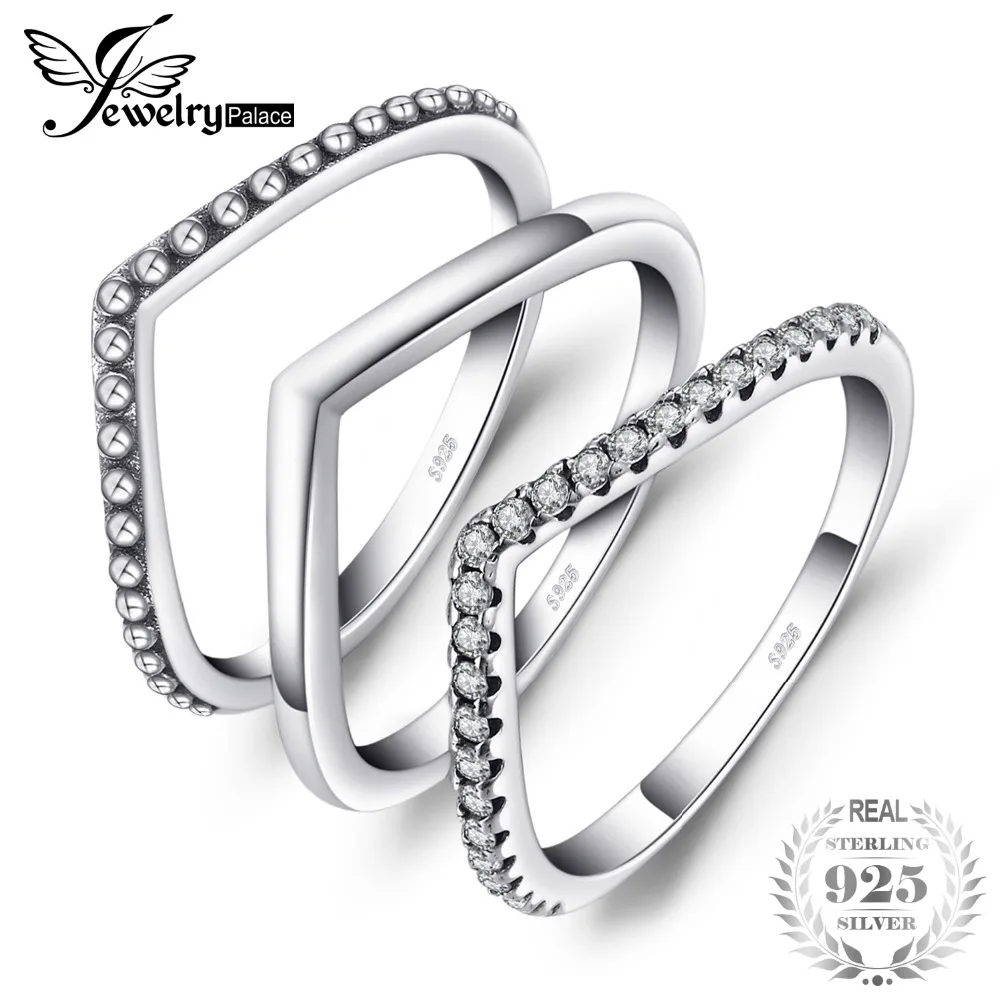 Jewelrypalace кольца из стерлингового серебра 925 кубического циркония кольцо наборы