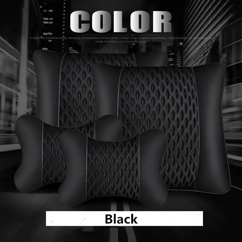 black 1set Абсолютно Новая Кожаная подушка для подголовника автомобиля, универсальные удобные подушки для шеи, подходят для большинства автомобилей, гарантия качества - Цвет: black 1set