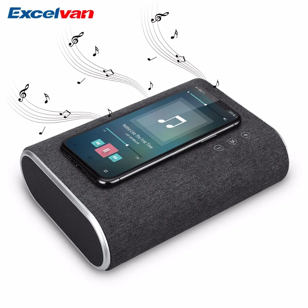 Excelvan F176 Беспроводное зарядное устройство с 20 Вт Bluetooth спикер Поддержка AUX/USB