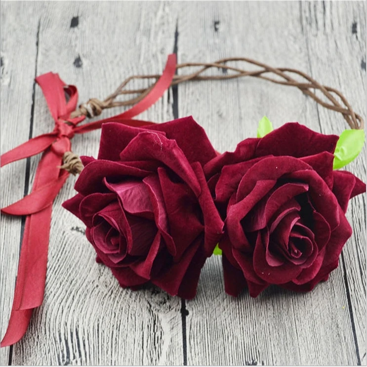 

11cm floral headpiece Bride bridesmaid crown rose headband flower festival wedding Woven fruit Bridal Faux wreath