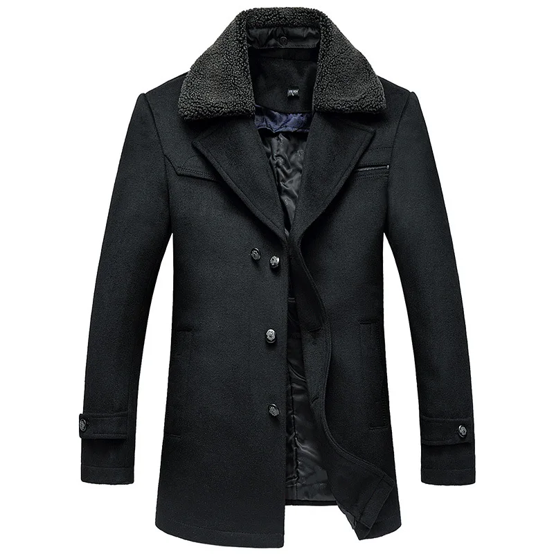 Новинка зимы отложной воротник Veste Longue Homme Однобортный пальто Для мужчин Зимняя