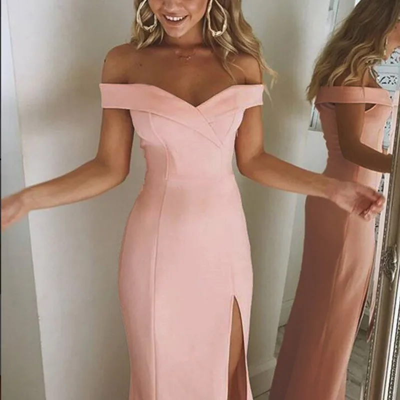 MoYan/модные летние платья без бретелек однотонные пикантные длинные праздничная